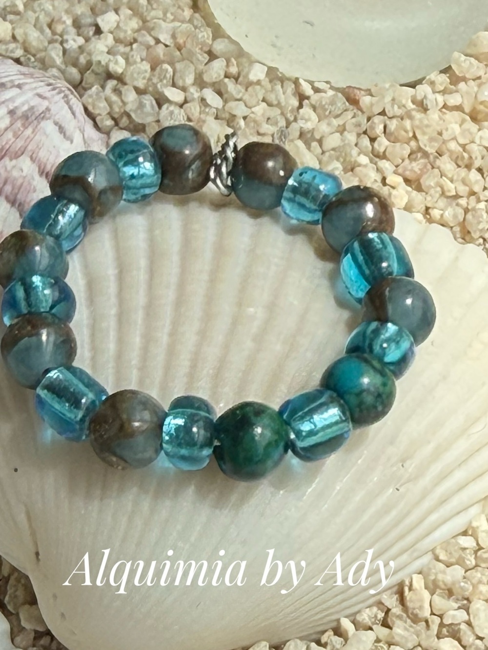 AMERICANA + Turquoise beaded bohemian ring band